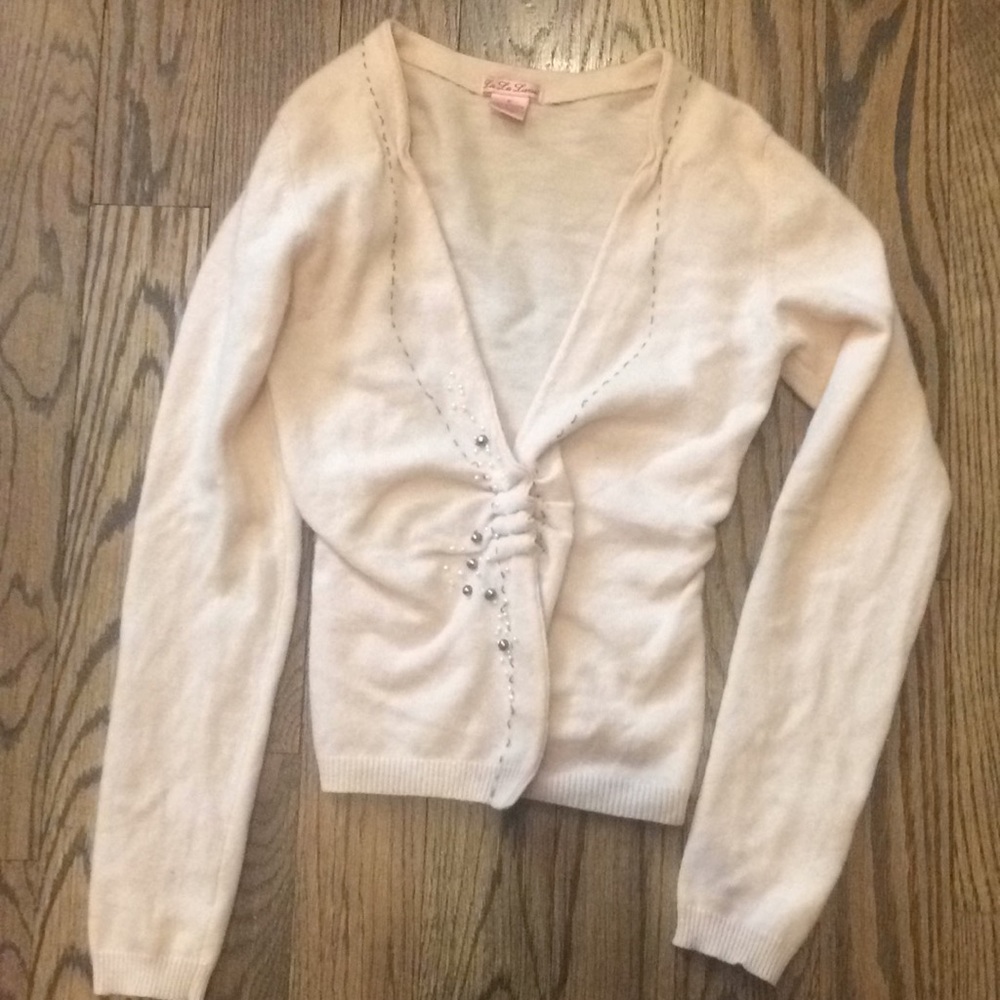 Anthropologie lu lu lame pearl cashmere cardigan